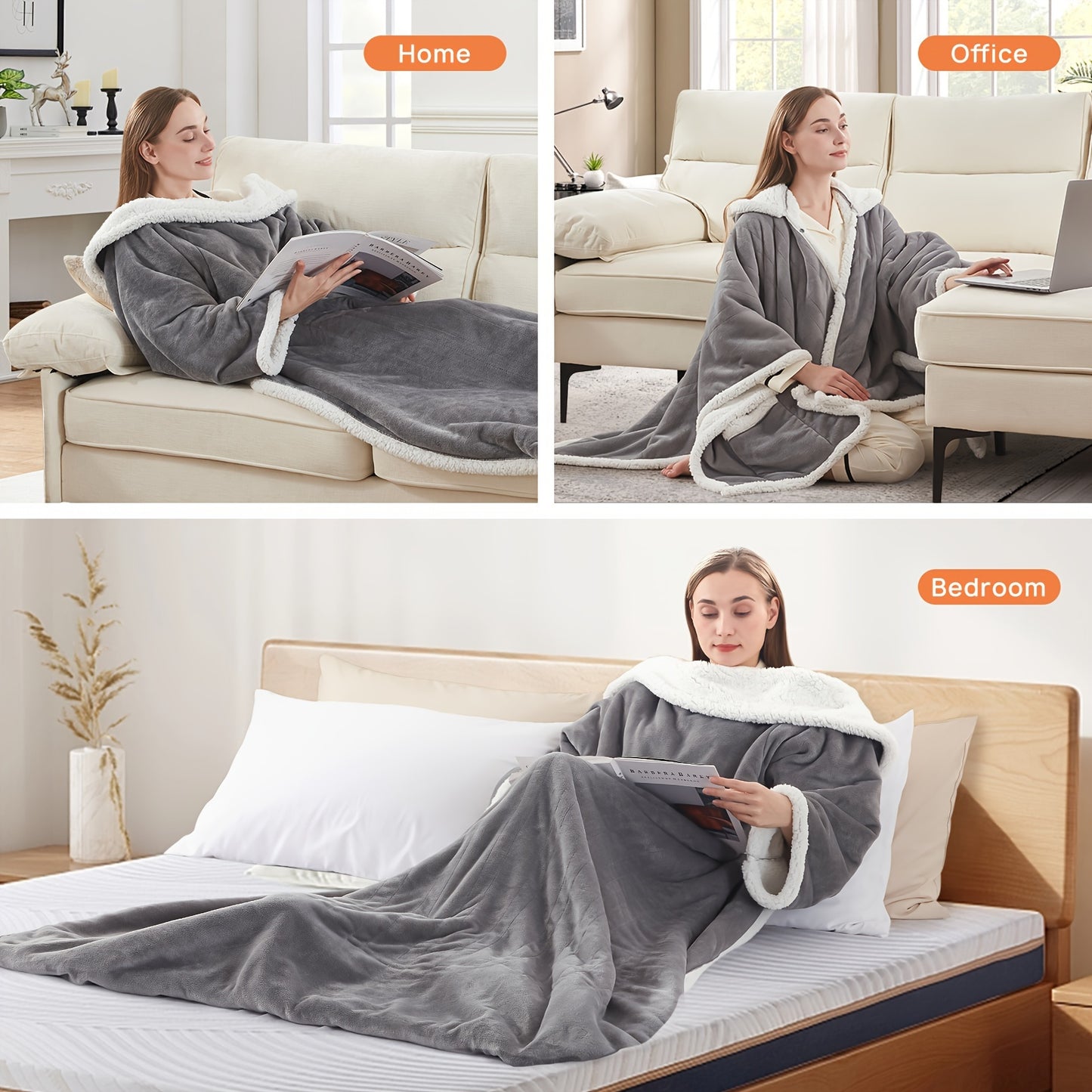 Wearable Heated Throw Blanket with Foot Pocket (50×70”)