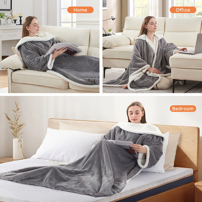 Wearable Heated Throw Blanket with Foot Pocket (50×70”)