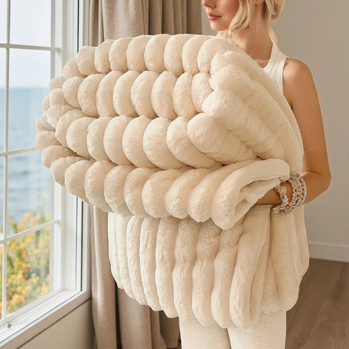 Luxury Chunky Puffy Blanket – Ultra Soft Plush Comfort Bed Throw