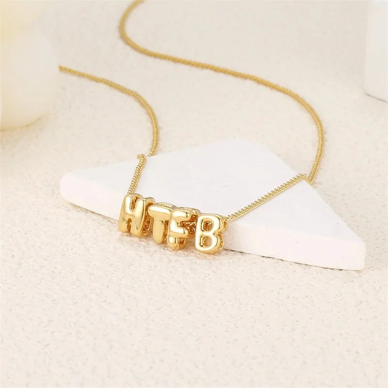 Custom Bubble Name Necklace in Gold or Silver
