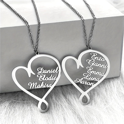 Personalized Heart Family Name Necklace