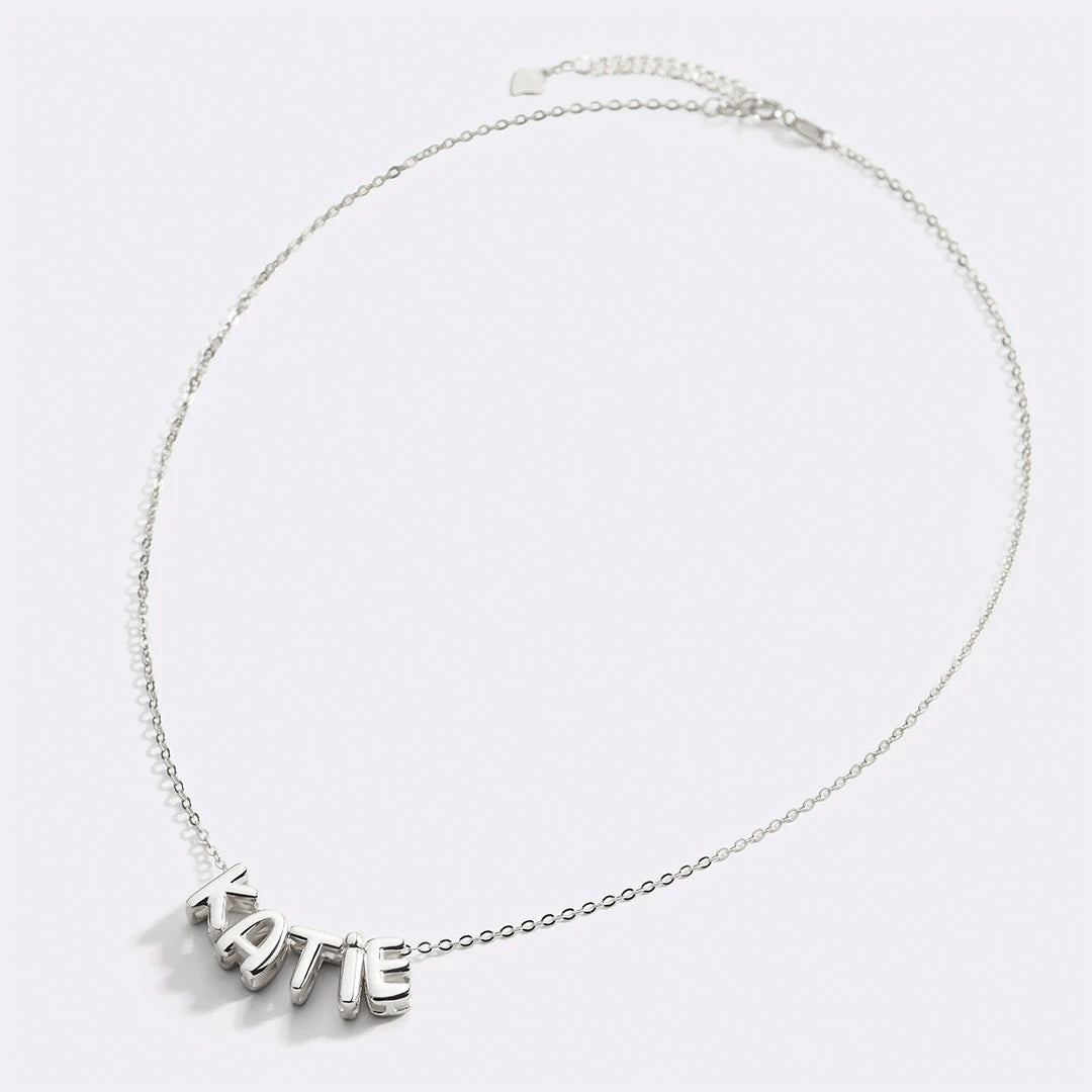 Custom Bubble Name Necklace in Gold or Silver